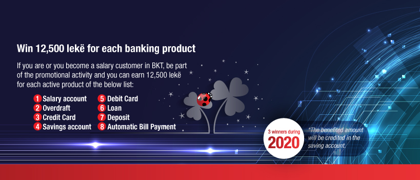 Price for new and existing salary customer in BKT – Win 12,500 All per each active bank product.